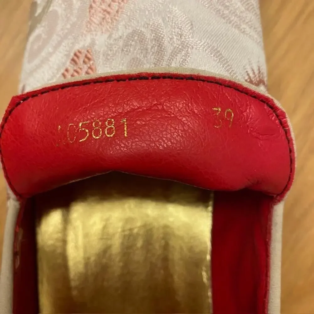 Dress Loafers Size EU 39 Mens 7 Womens 9 Slip on Embroidered Pink Jacquard Shoes - Picture 7 of 9